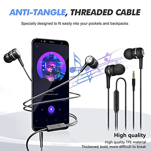 Wired Earphones With Mic 5 Packs, Noise Isolating In-Ear Headphones, Powerful Heavy Bass, High Definition, Earphones Compatible With Iphone, Ipod, Ipad, Mp3, Samsung, And Most 3.5Mm Jack #TOP2