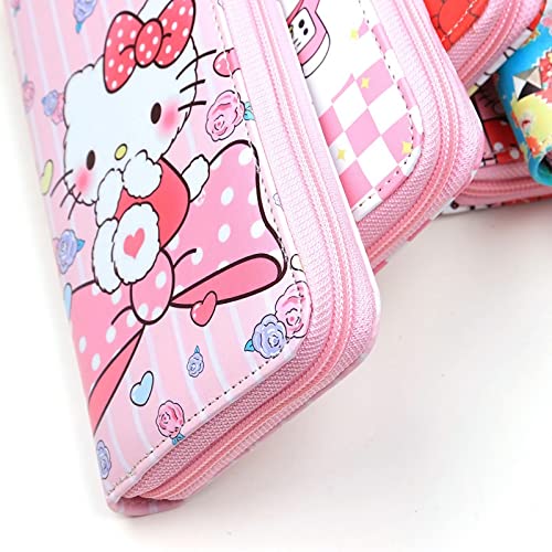 Cute Wallet For Girls Women, Pu Leather Kawaii Cat Purse, Clutch Stylish Zip Around Wallet Card Holder, 2Pcs Set #TOP4