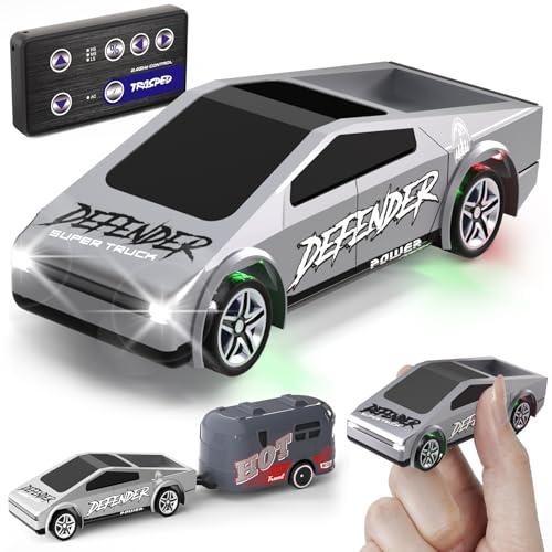 Cheffun 1:64 Mini RC Car Toys - Christmas Small RC Truck 2.4 GHZ Remote Control Cars with Trailer Kit, 3 Speed ​​Adjustable Electric Vehicles Car Toy,Birthday Gift for Boys Age 5+ Years Old