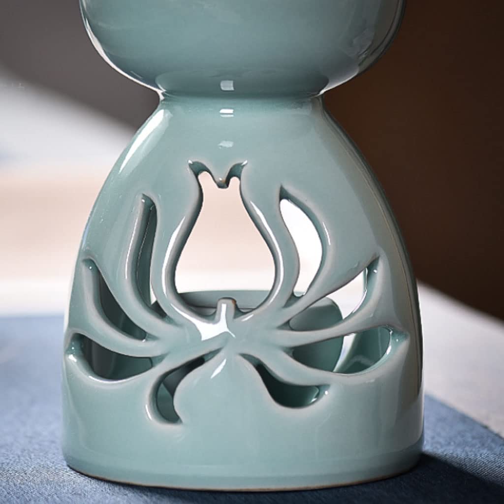 JITEM Kerzenwärmer Lampe Aromatherapielampe ätherisches Öl Herd Keramikkerze Zuhause Innen Schlafzimmer kreative Weihrauch Keramik Hohle Dekoration groß Dekorative Duftlampe
