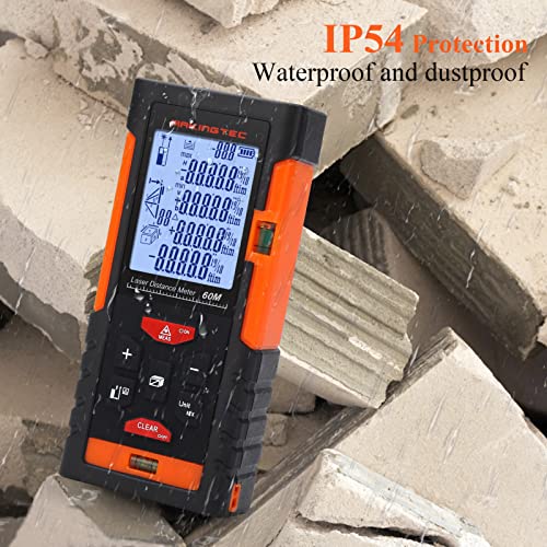 Makingtec Laser Measurement Tool,196Ft Laser Measure Ft In M Unit Switch With 2 Bubble Levels Pythagorean Mode Area And Volume Measuring,Lcd Backlit Digital Laser Tape Measure Distance Meter Device #TOP4