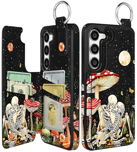 Shorogyt for Samsung Galaxy S23 Wallet Case, Mushroom Skull