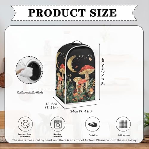 Image of Moon Mushroom Blender Dust Covers with Top Handle Keep Countertop Clean Fits Blender Coffee Maker Juicer Machine Washable Food Processor Cover for Kitchen Counter Decor