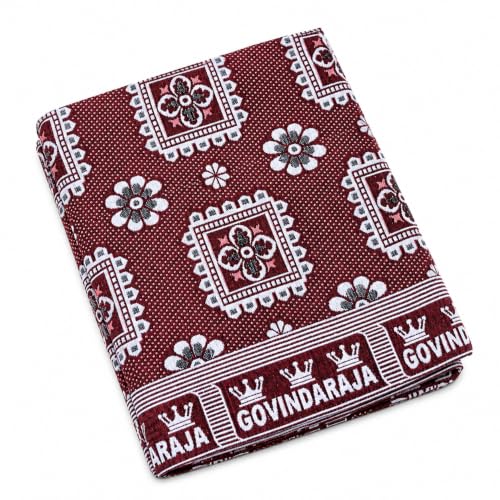 Image of Govindaraja 100% Cotton Blanket | Queen Size (60 x 90 Inches / 5 x 7.5 Feet) | Floral Design | 300 TC Chennimalai Bedsheet | Maroon & Blue (Pack of 2) | Pattern May Vary