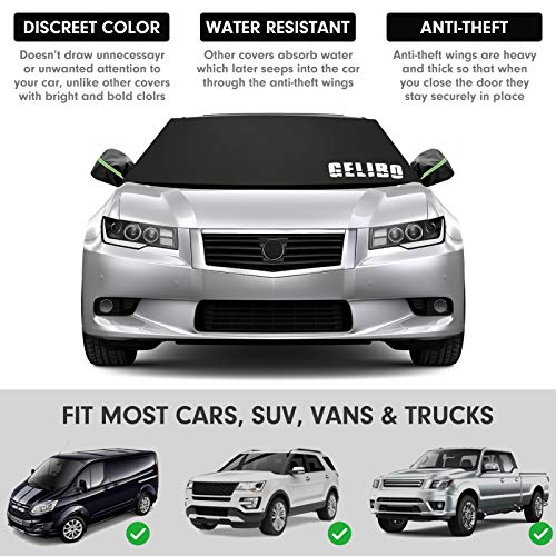 Gelibo Car Windshield Cover For Ice And Snow, Car Windshield Snow Cover With 2 Mirror Covers,Heavy-Duty Durable Sunshade Windshield Frost Cover Ice Protector Waterproof For Cars,Standard Pickup,Suv #TOP4
