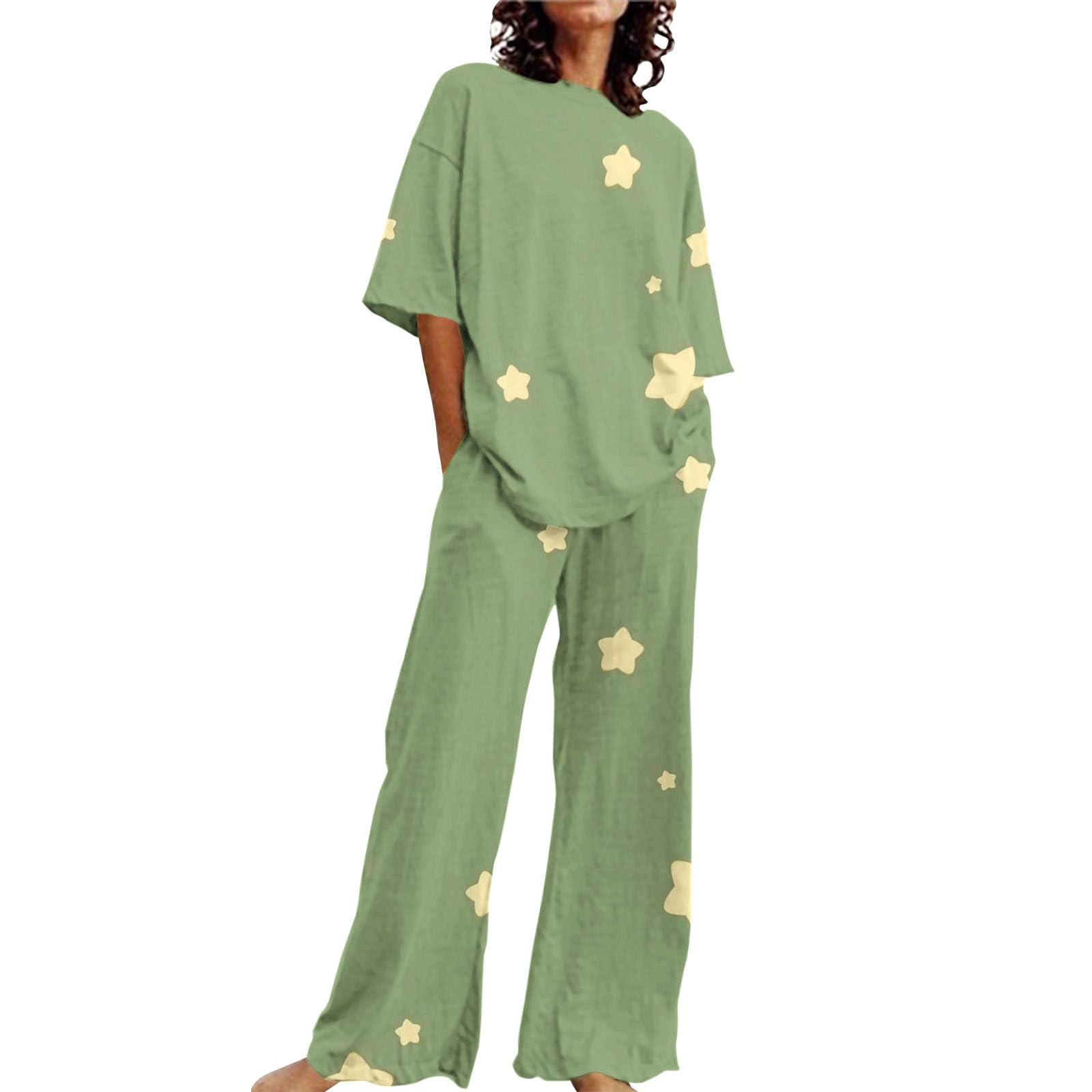 Pijama de mujer de manga corta y pierna larga - Pijama largo de verano para mujer