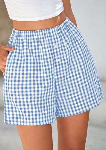 Image of PRETTYGARDEN Womens Summer Gingham Boxer Shorts