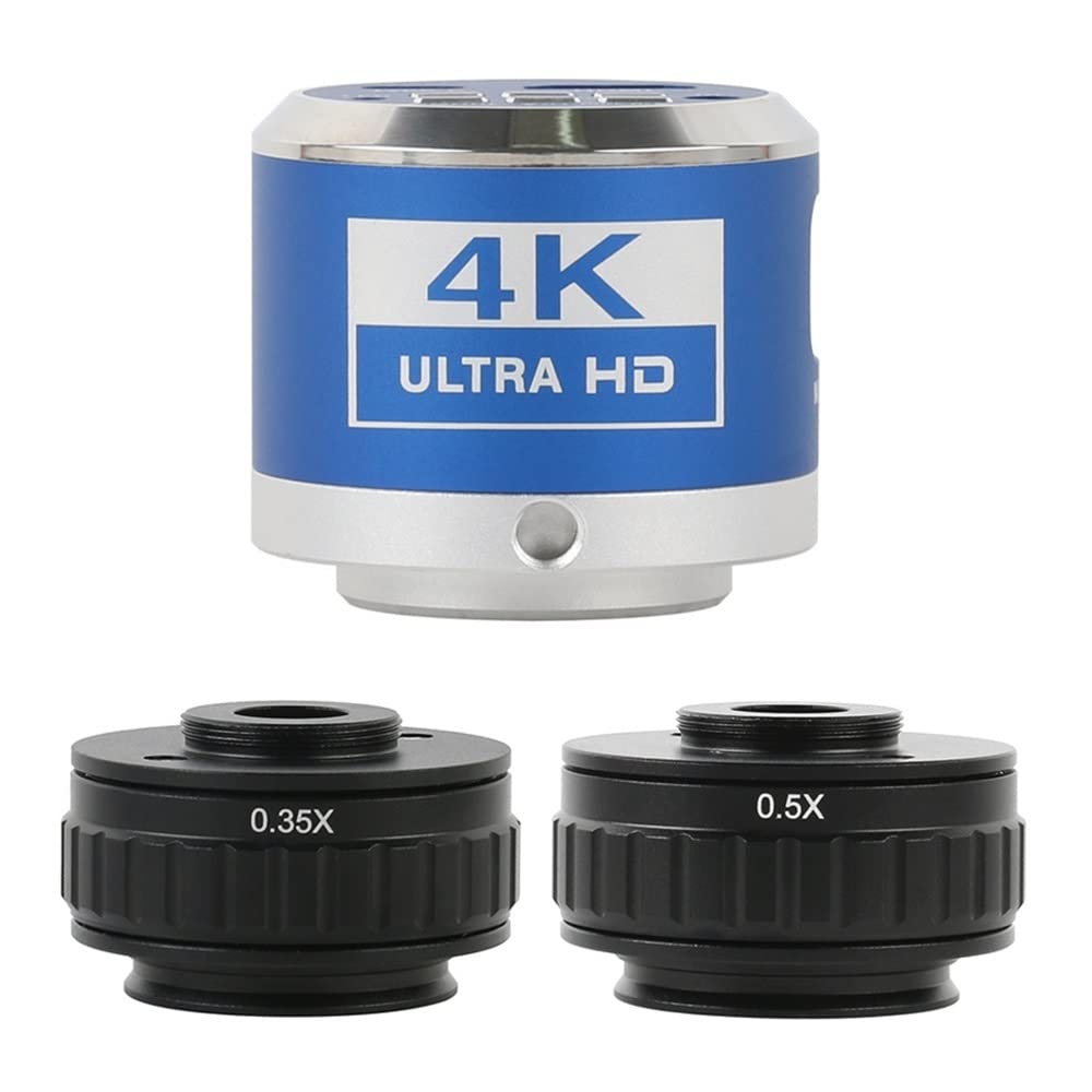 Microscope 12MP 4K 1080P H_DMI USB Industrial Video Microscope Camera 0.35X 0.5X Trinocular Stereo Microscope C Mount Adapter Lens(A)