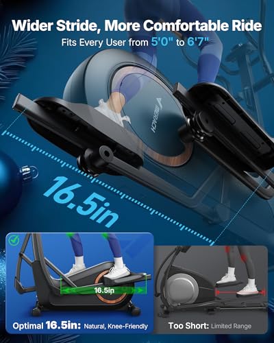 Image of Merach Elliptical Machine, Elliptical Exercise Machine for Home with Hyper-Quiet Magnetic Drive System, Elliptical Training Machines with16.5-19IN Stride, Automatic Resistance, 400lbs Capacity