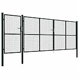 Festnjght Puerta de Verja Mallada para Jardín Puerta de Jardín de Acero paraPatio o Terraza Color Verde 500 x 200 cm