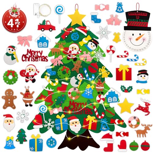 Lanpn Albero di Natale in Feltro 102 cm, con Calendario...