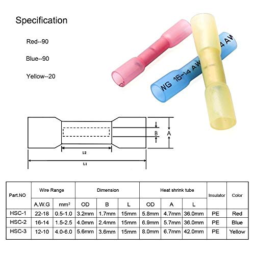 KKmoon 200pcs 3 tamanhos à prova d 'água termorretrátil caixa de conector de cabo elétrico de emend
