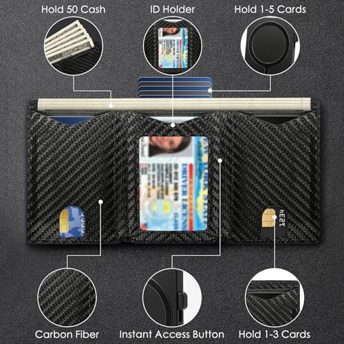 Image of Mens Smart Wallet Card Holder for Air Tag, Minimalist Wallet with RFID Blocking, Slim Pop up Card Case Wallet，Air Tag Wallet with ID Window & Cash Slot (Detachment)