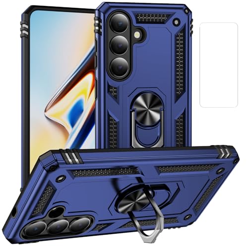 Samsung A06 �P�[�X�A�����K���X�X�N���[���v���e�N�^�[�t���A360°��]�����O �L�b�N�X�^���h �~���^���[�O���[�h �ϏՌ� ���C�J�[�}�E���g�J�o�[�t�� Samsung Galaxy A06 4G (1�A�u���[�AS26)