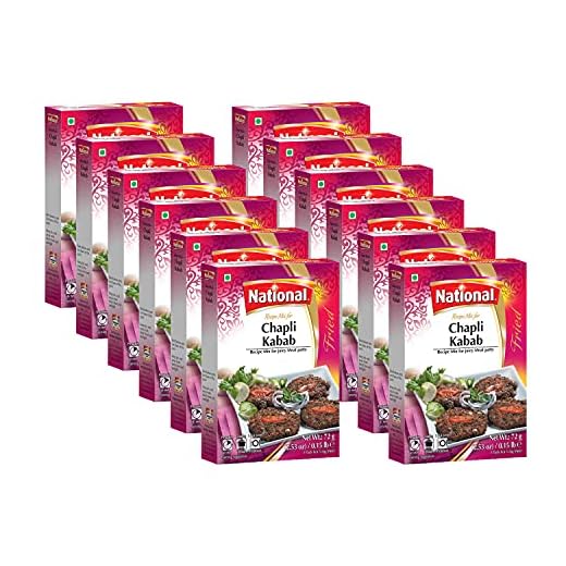 National Foods Chapli Kabab Recipe Mix 2.53 oz (72g) | South Asian BBQ Masala Powder | Traditional Spicy Cusine | Box Pack (Pack of 12)