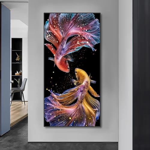 Impression sur toile de poissons Koi au design abstrait et finitions soignées