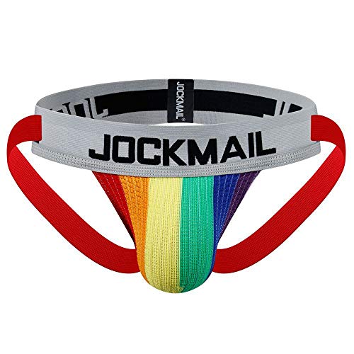 Jockmail Men's Jockstrap Athletic Supporter Underwear Gym Workout Strap Brief Men Thong (Xl, Courful) #TOP2
