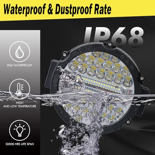 7 Inch Round LED Offroad Light, 201W 15000LM Off Road Driving Work Light Pod Flood Beam Pod Lights for Pickup Trucks SUV ATV UTV Tractor, 10PCS by OfleGold - Used condition - Image 5