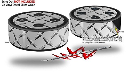 Skin Wrap Decal Set 2 Pack for Amazon Echo Dot 2 - Diamond Plate Metal (2nd Generation ONLY - Echo NOT Included)