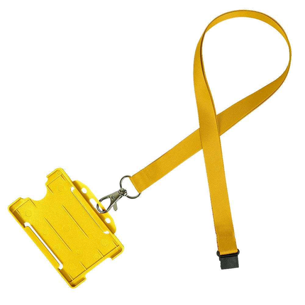 Pack of 10 Yellow Lanyards with Open Faced Card Holder for ID Cards, Name Badges, and More - Durable Breakaway Yellow Neck Strap Suitable for Everyday Use โ image 1