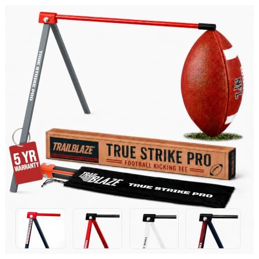 Trailblaze Football Kicking Tee True Strike Pro | Football Kicking Stand | Football Tee Holder Compatible for All Ball Sizes | Super Strong Portable Football Field Goal Stand with Improvement Tracker