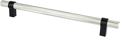 Miniatura 1 de Pomo y tiradores de gabinete con brillo moleteado de níquel negro y cepillado (tirador de 8 a 1316 pulgadas)