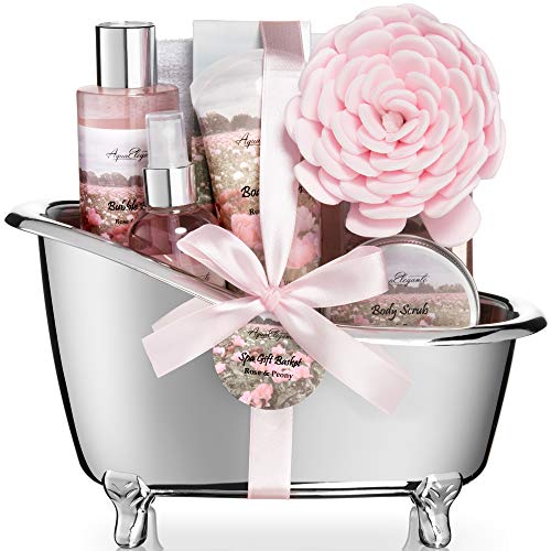 Spa Gift Baskets For Women – Luxury Bath Set With Rose Oil & Peony – Spa Kit Includes Body Wash, Bubble Bath, Lotion, Bath Salts, Body Scrub, Body Spray, Shower Puff, and Towel Spa Gift Baskets For Women – Luxury Bath Set With Rose Oil & Peony – Spa Kit Includes Body Wash, Bubble Bath, Lotion, Bath Salts, Body Scrub, Body Spray, Shower Puff, and Towel