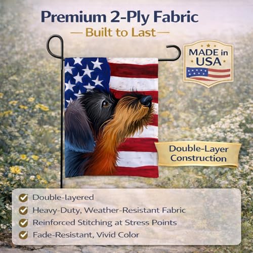 German Wirehaired Pointer American Flag drapeau extérieur double face résistant aux UV - 6