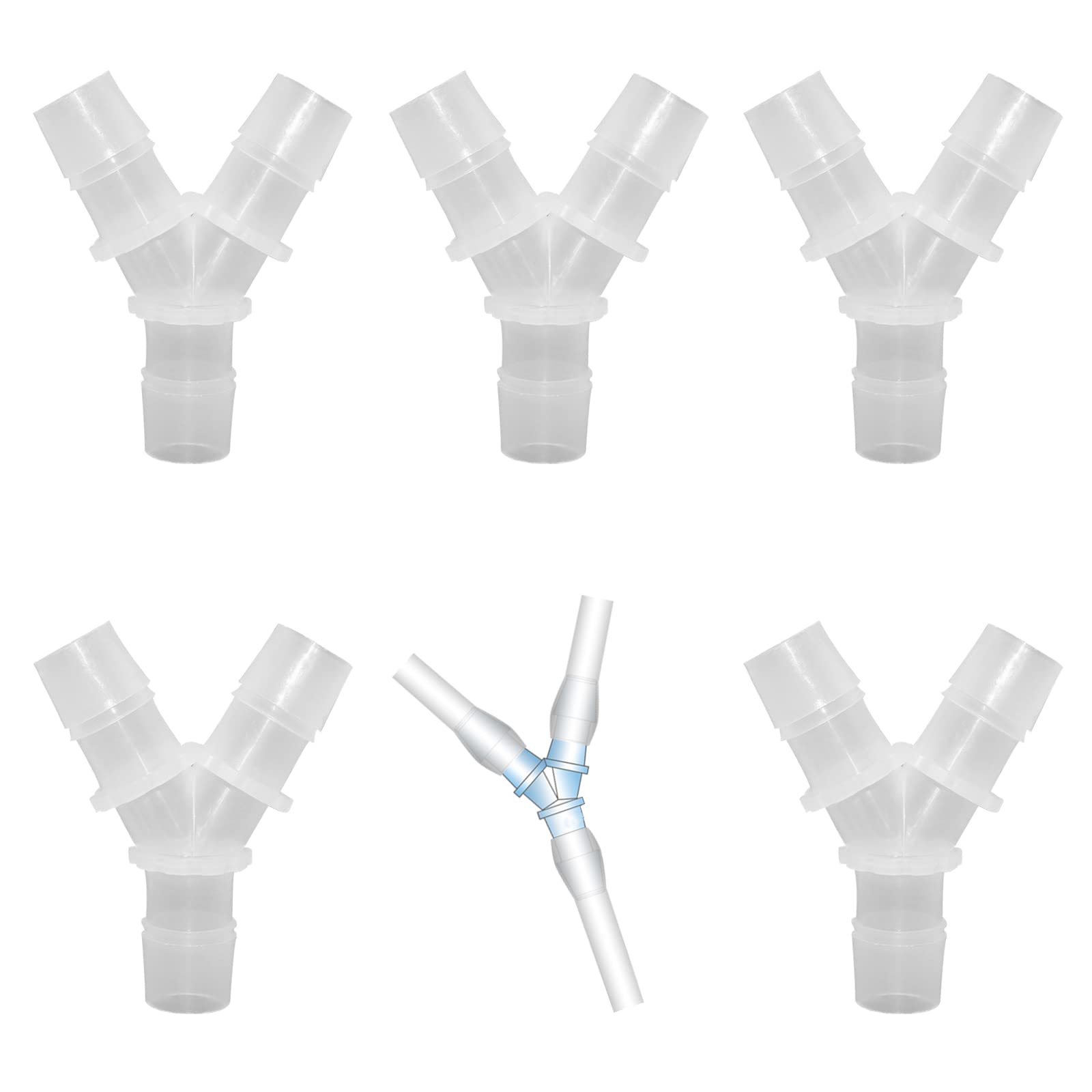 5 Packs Plastic Hose Barb Fitting Equal Barbed Y Shaped 3 Way Joint Splicer Mender Union Adapter for Air Line Tube Hose (9/16