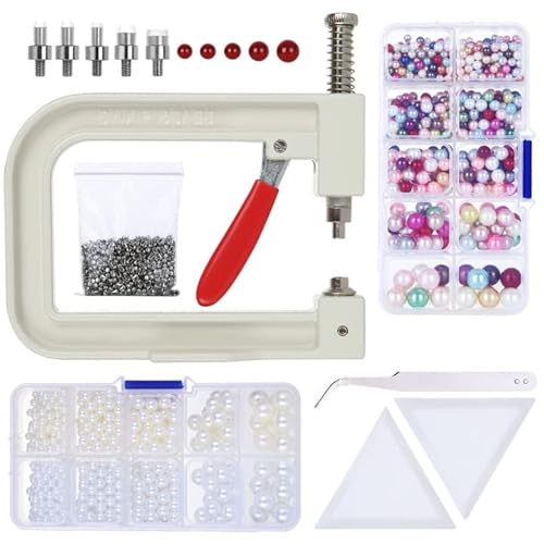 Ziqi Pearl Setting Machine Kit, Pearl Setting Machine Tools, Diy Handmade Pearl Rivet Setting Machine For Hats/Shoes/Clothes/Bags/Skirts, Beads Diy Accessories #TOP13