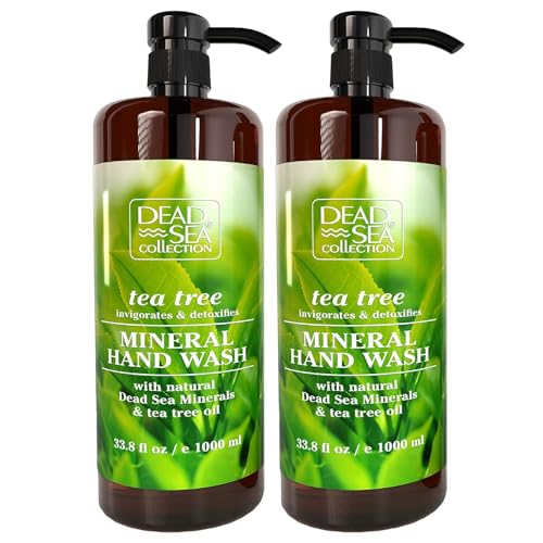 Dead Sea Collection Hand Soap Pump Tea Tree - Hand Wash Liquid with Dead Sea Minerals and Tea Tree Nourishing - Invigorates & Detoxifies Oil - Gentle for All Skin Types Pack of 2 (33.8 Fl Oz Each)
