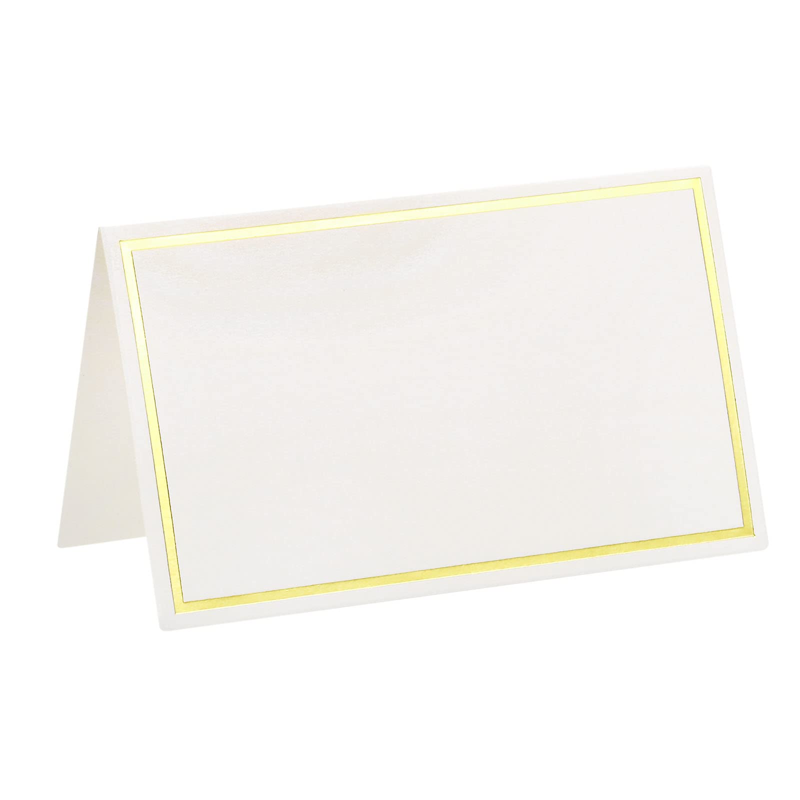 PATIKIL Tent Place Cards, 50pcs Greeting Cards 3.93 x 3.27inch Favor Decor Foldable Blank Card for Wedding Party DIY Table Name Place Cards Gold Tone