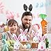 Spakon 200 Pcs Easter Treat Bags Cute Plastic Carrot Shape Cone Easter Bags with Twist Ties DIY Long Ear Snack Gift Bunny Bag for Easter Holiday Cookie Candy Storage Packaging Supplies Party Favor