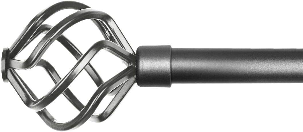 WL.Rocaille Window Treatment Single Curtain Rod Set, 3/4 Inch Diamete/Adjustable Length,Twisted Cage Finials(86 to 120 in, Pewter): Home Improvement