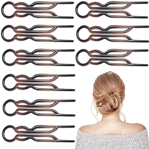 10Pcs French Twist Hairpin Hair Pin, French Twist Hair Pin, French Hairs Fork Lightweight Bobby Pins Brown Hairpin Elegant U Shaped Hairpins, Hair Bun Pins Hairpins for Women