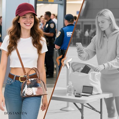 BOSTANTEN Clear Bag for Stadium Events Small Crossbody Purse Handbag with Top Handle for Concerts, Sports, Travel3