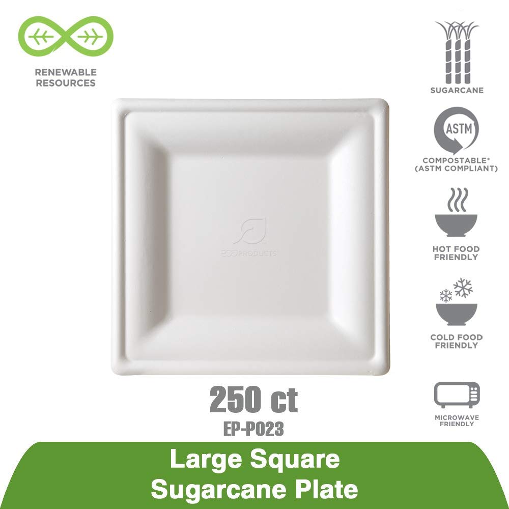 Eco-Products EP-P023 - Platos de caña de azúcar (250 unidades)