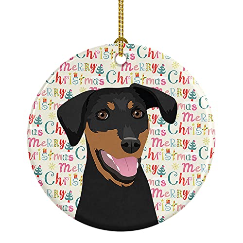 Caroline's Treasures Doberman Pinscher Black and Rust Natural Ears #1 Christmas Ceramic Ornament Christmas Tree Hanging Decorations for Home Christmas Holiday, Party, Gift, 3 in, Multicolor