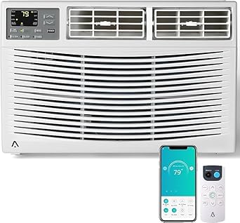 Window Air Conditioner 12000 BTU with WiFi, Energy Efficient Window AC Unit Cools Up to 550 Sq.Ft. with Remote App Control, Ideal for Apartment, Living Room, Medium Room, White