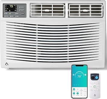 Window Air Conditioner 12000 BTU with WiFi, Energy Efficient Window AC Unit Cools Up to 550 Sq.Ft. with Remote App Control, Ideal for Apartment, Living Room, Medium Room, White