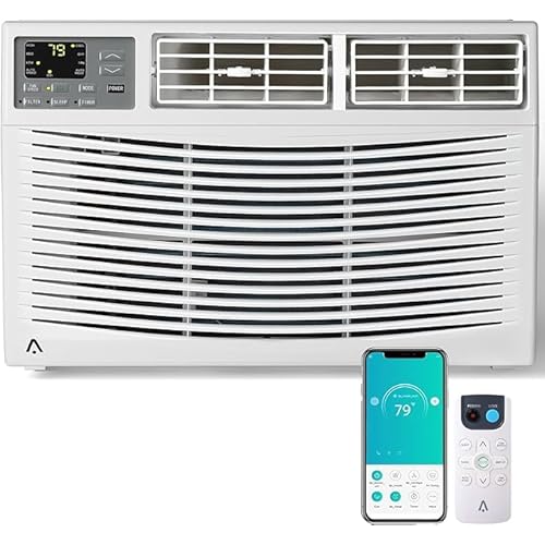 Window Air Conditioner 12000 BTU with WiFi, Energy Efficient Window AC Unit Cools Up to 550 Sq.Ft. with Remote App Control, Ideal for Apartment, Living Room, Medium Room, White
