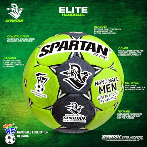 Spartan - Spartan Hi-Tech Elite Handball - Superior Grip, Air-Cushioned Foam Core – Lightweight Training & Skill Ball for Youth & Seniors