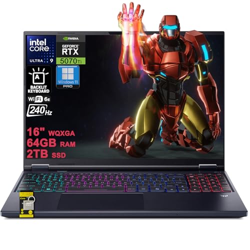 Image of Acer Predator Helios Neo 16S AI Gaming Laptop 16 inch 2560x1600 OLED 240Hz (100% DCI-P3 G-SYNC) Intel 24-core Ultra 9 275HX 64GB DDR5 2TB SSD GeForce RTX 5070 Ti GDDR7 (Up to 992 AI TOPS) Win11Pro ICP Hub