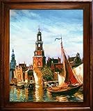 Maße: 53x64cm jvmoebel Ölbild Bilder Bild Gemälde Ölgemälde Hafen Handarbeit Mit Rahmen G16899