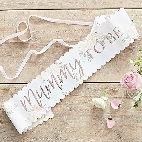 Ginger Ray Baby Shower 'Mummy to Be' Paper Sash with Ribbon, 5 x 11 x 10.5 cm Cover