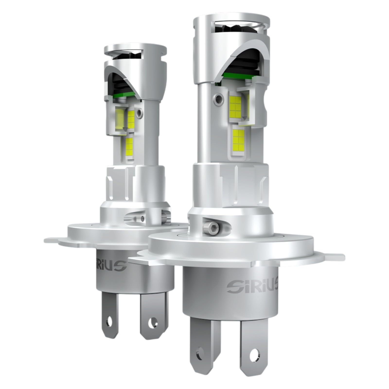 Sirius Kit Lampadine LED H4 H19 XL H419 AIR Air Series - 6500K 12V con Ventola di Raffreddamento Integrata - Compatibili, Non Originale