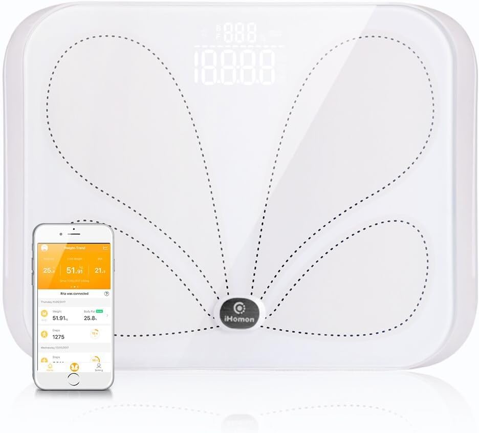 iHomon Bluetooth Personal Scales with App, Digital Scales for Multi Measurement - Weight, Body Fat, Muscle Mass, Bone Mass, Water, Protein, BMI, BMR