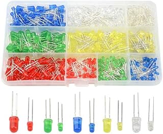 XINGYHENG 500Pcs 10 Values 5 Colors 3mm and 5mm Light Emitting Diodes Assorted Kit Electrical Components for Lighting Bulbs and Lamps(Red Yellow Blue Green White)
