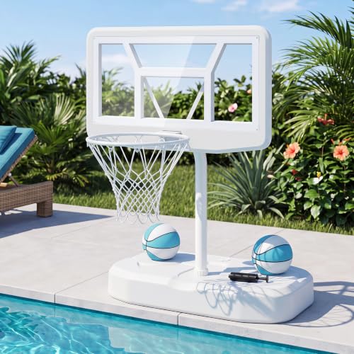 Goplus Pool Basketball Hoop 42" Backboard, 2 Balls, Pump