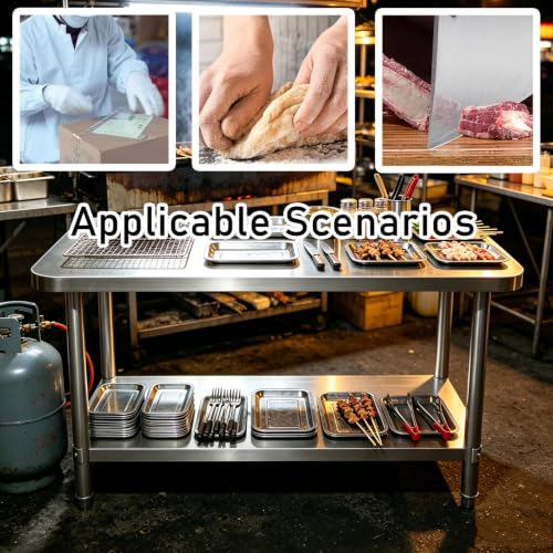 Mesa de Acero Inoxidable con fijación triangular y bordes replegados estante 5